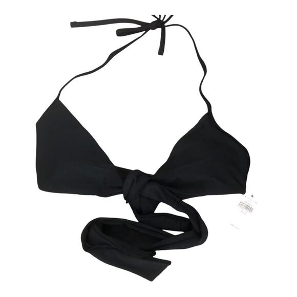 Aerie NWT Stylish Wrap Around Criss Cross Halter Bikini Top Black Size Small - Picture 5 of 15
